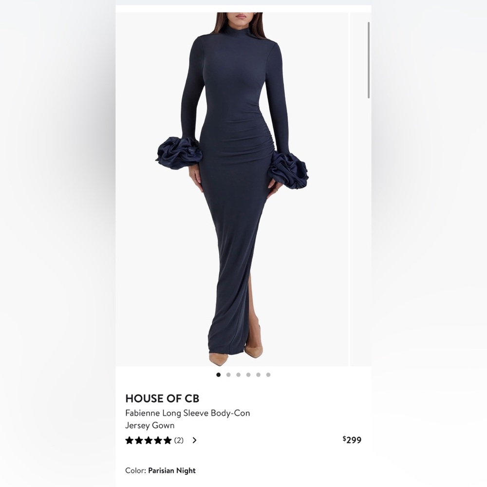 HOUSE OF CB
Fabienne Long Sleeve Body-Con
Jersey Gown
Navy